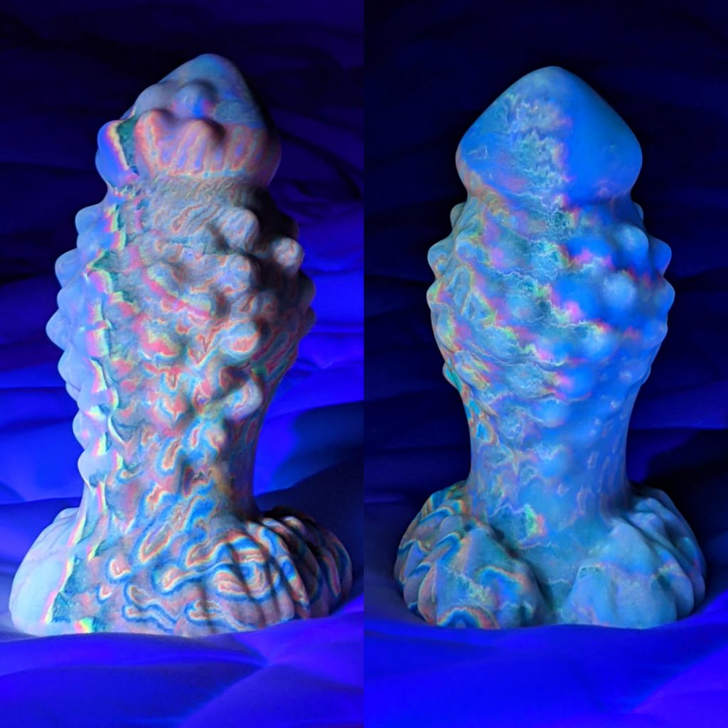 Mars under a blacklight. There are bright, UV-reactive rainbow neon pigments.